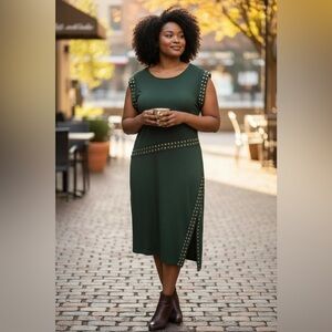 MICHAEL Michael Kors Plus Size Studded Trim Asymmetrical Dress NWT 0X